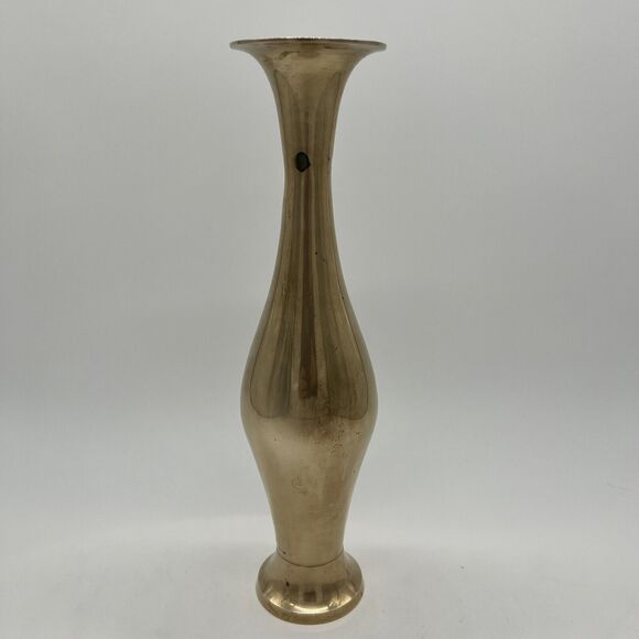 Vintage Handmade In India Solid Brass Vase 11.5" Tall - Picture 3 of 13